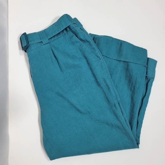 Rafaella 100% Linen Women's Aqua Blue Pants in a Size 10 - Picture 6 of 10